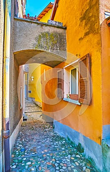 The arched pass between the houses, Morcote, Switzerland