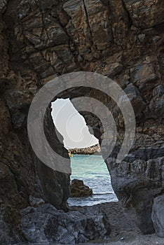 Arched passage ,Mylopotamos beach, Pelio, Greece