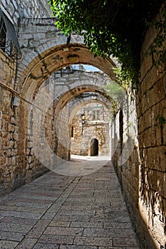Arched passage in the Old City of Jerusalem photo
