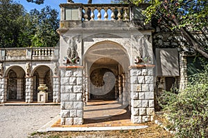 An arched portico at the top of Castle Hill in Nice France.