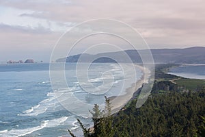 Arched rocks at Cape Meares refuge in Oregon