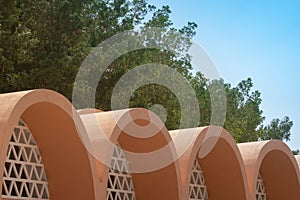 Arched roofs on a building for exhibitions in Sudan