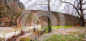 Arched stone bridge in Greece