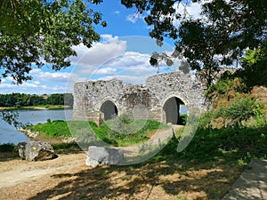 Arched toll bridge le Cul du Moulin at the Loire
