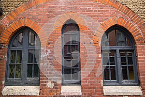 Arched warehouse windows