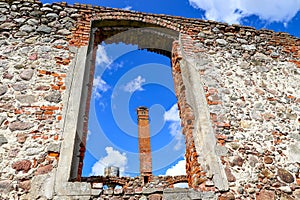 Through the arched window of the old kirche