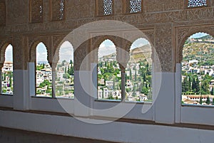 Arched windows, Alhambra Palace. photo