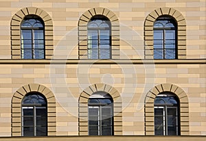 Arched windows in old building