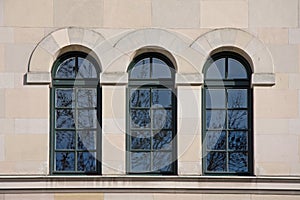 Arched windows on old building