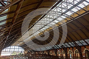 arched wooden ceiling of Luz Station in Sao Paulo city photo