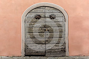 Arched wooden door