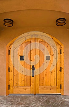 Arched wooden doorway