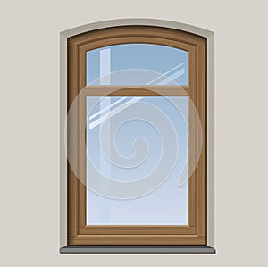 Arched wooden window