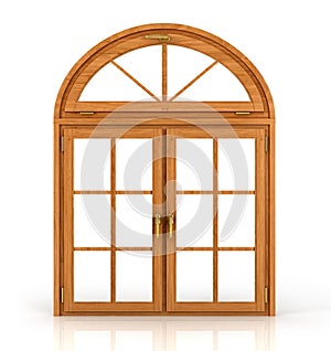 Arched wooden window photo