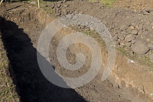An archeological ditch on an archeological 