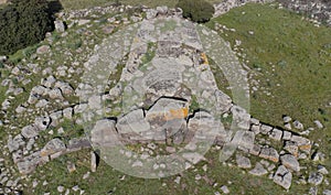 Archeological ruins of Nuragic necropolis Giants Tomb of Sâomu de Sâorcu - Tomba di Giganti Omu de Orcu photo