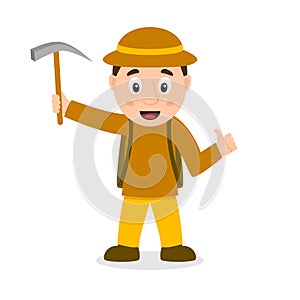 Archeologist Cartoon Character with Pickax photo