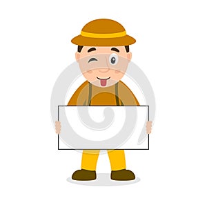 Archeologist Character with Blank Banner photo