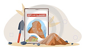 Archeologist with equipment vector