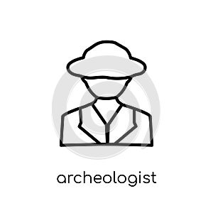 Archeologist icon. Trendy modern flat linear vector Archeologist icon on white background from thin line Professions collection