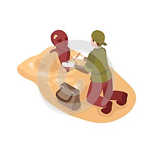 Archeologist Isometric Illustration