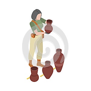 Archeologist And Vases Composition