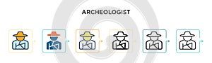 Archeologist vector icon in 6 different modern styles. Black, two colored archeologist icons designed in filled, outline, line and