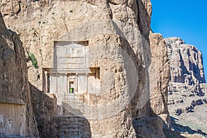 Archeologist working in ancient necropolis Naqsh-e Rustam in Fars province, Iran