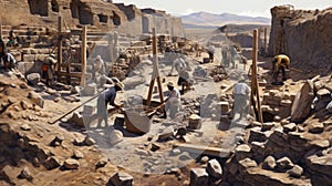 archeologists working in the ruins of an ancient city