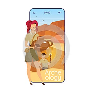 Archeology cartoon smartphone vector app screen photo