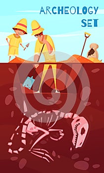 Archeology Excavation Cartoon Background