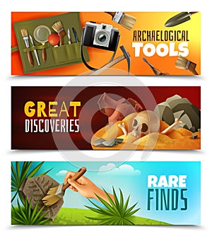 Archeology Horizontal Banners Set