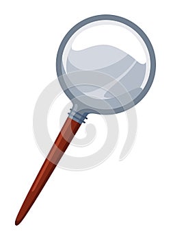Archeology icon. Equipment graphic element for mobile game, magnifying glass object. Isolated archaeology vector