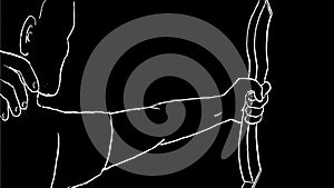 Archer With Bow and Arrow Hitting Bullseye Target Drawing 2D Animation