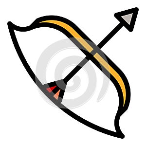 Archer bow icon vector flat
