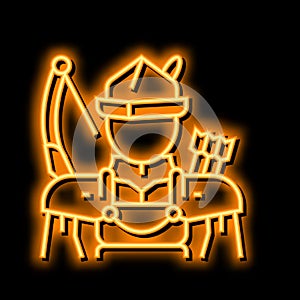 archer fairy tale neon glow icon illustration