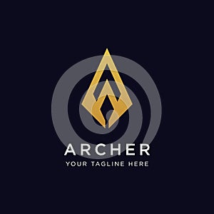 Archer Logo Design golden gradient color Inspiration