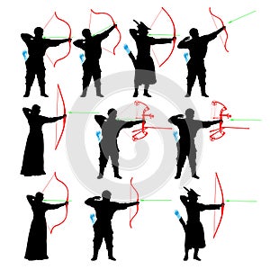 Archer silhouette set collection, vector.