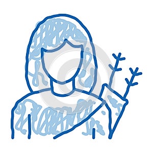 Archer Woman Silhouette doodle icon hand drawn illustration