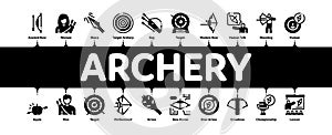 Archery Activity Sport Minimal Infographic Banner Vector