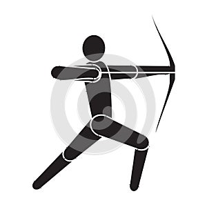 Archery athlete with compound bow. Vector Illustration isolated on white background.