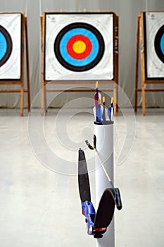 Archery bow, arrows and targets