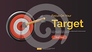 archery business target 3D icon illustration. Banner Business Landing Page Vector illustration