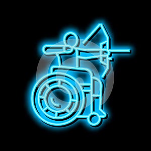 archery handicapped athlete neon glow icon illustration
