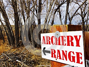 An archery range sign.