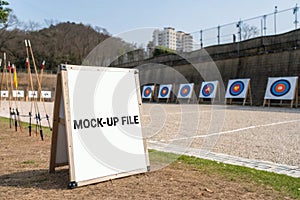 Archery Range Signage Mockup with Blank White Space for Your Design