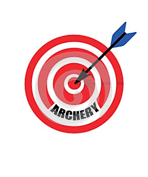 Archery red target bow and arrow