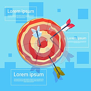Archery Target With Arrows Competition Colorful Banner With Copy Space