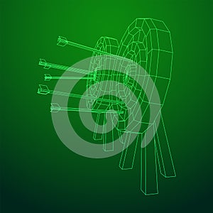 Archery target. Arrows hit round target goal concept