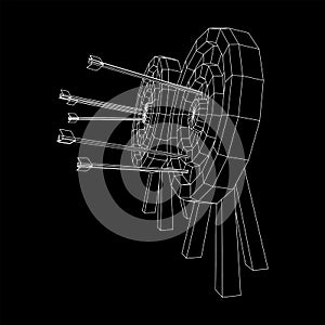 Archery target. Arrows hit round target goal concept